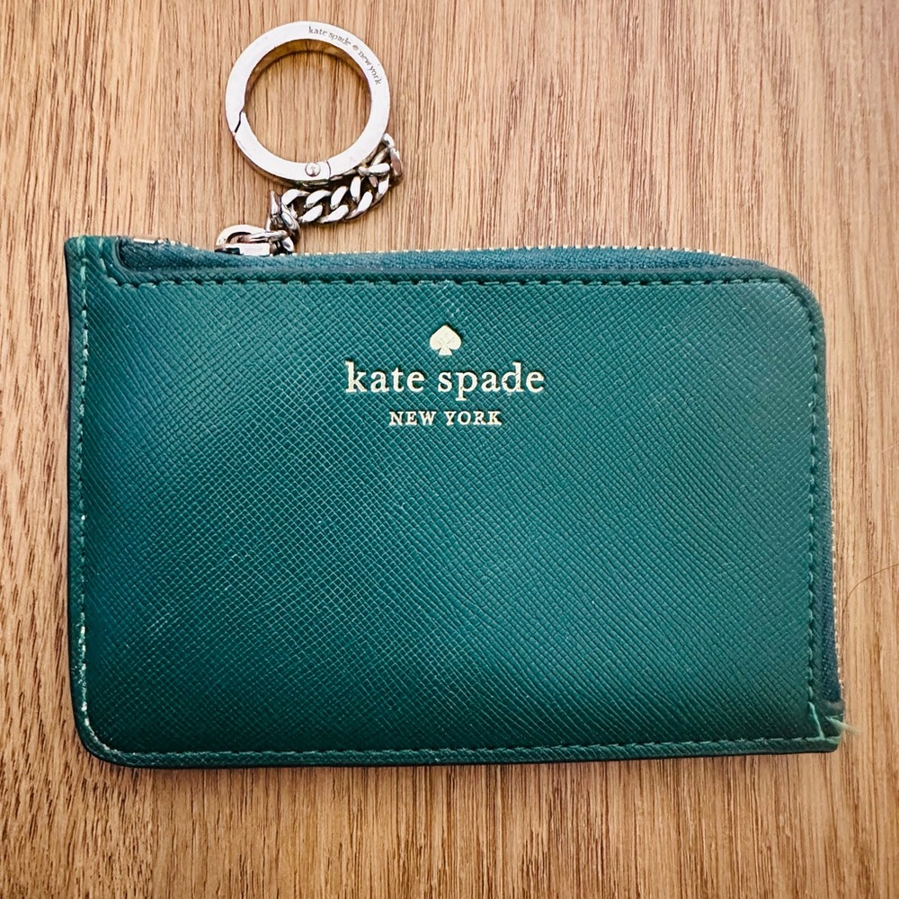 2 / $10 ‼️ Kate Spade Green Leather Keychain Wallet